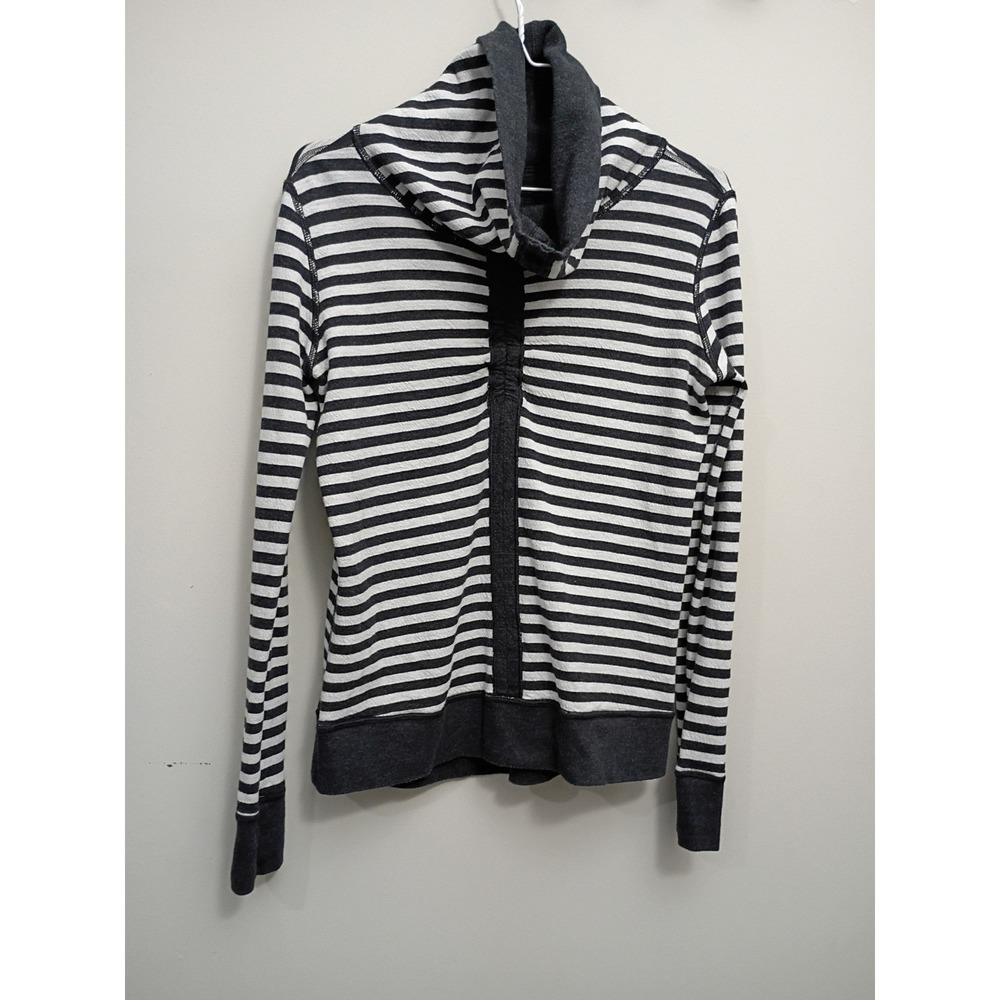 Lululemon In a Cinch Reversible Cowl Pullover Grey Striped Thumb Sweatshirt M/L - Picture 5 of 11